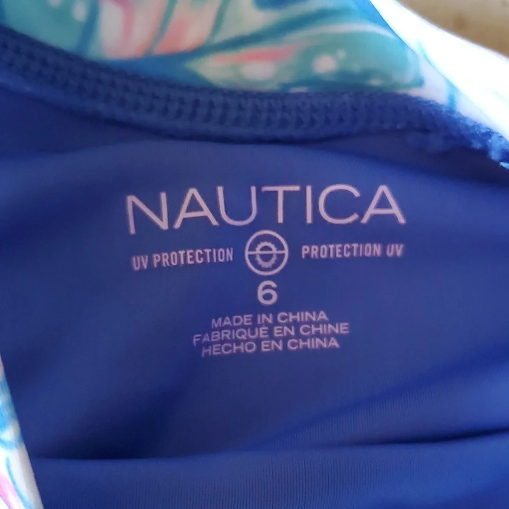 Nautica Kids Swim Long Sleeve Top Rash Guard Size 6